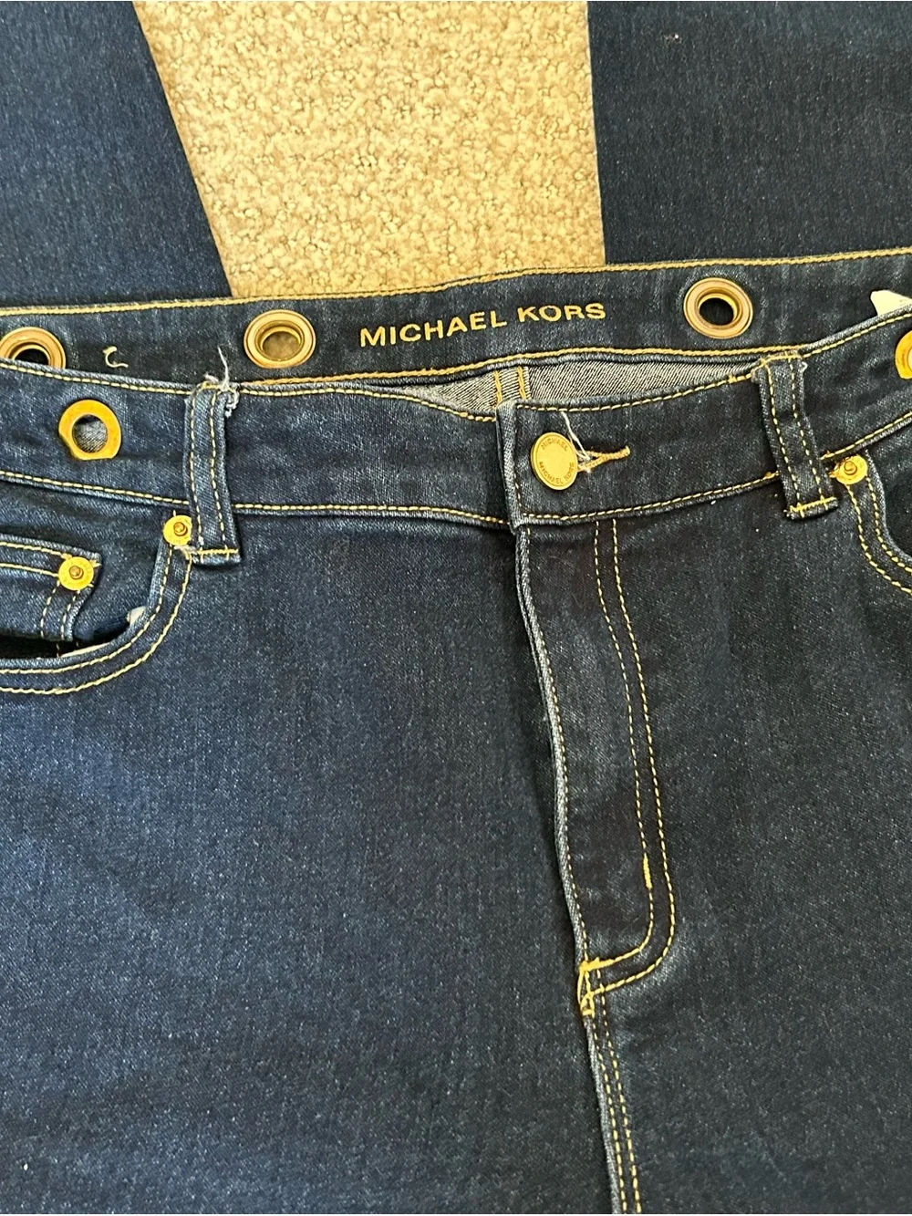Michael Kors Dark Blue High-Rise Straight Jeans